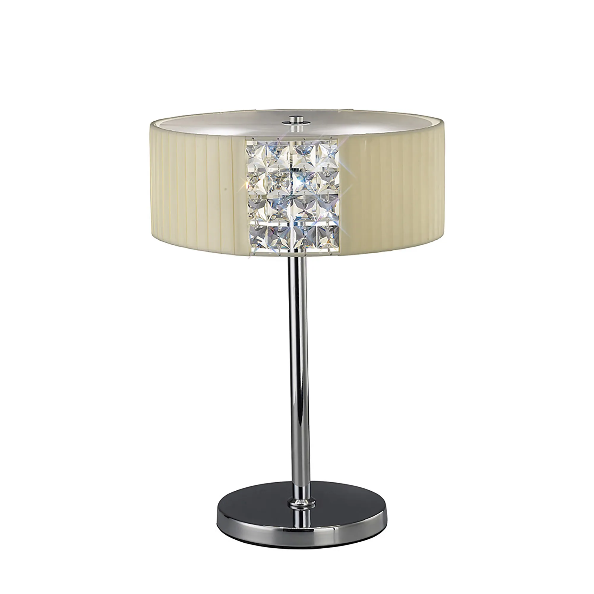 Evelyn Polished Chrome-Cream Crystal Table Lamps Diyas Shaded Table Lamps